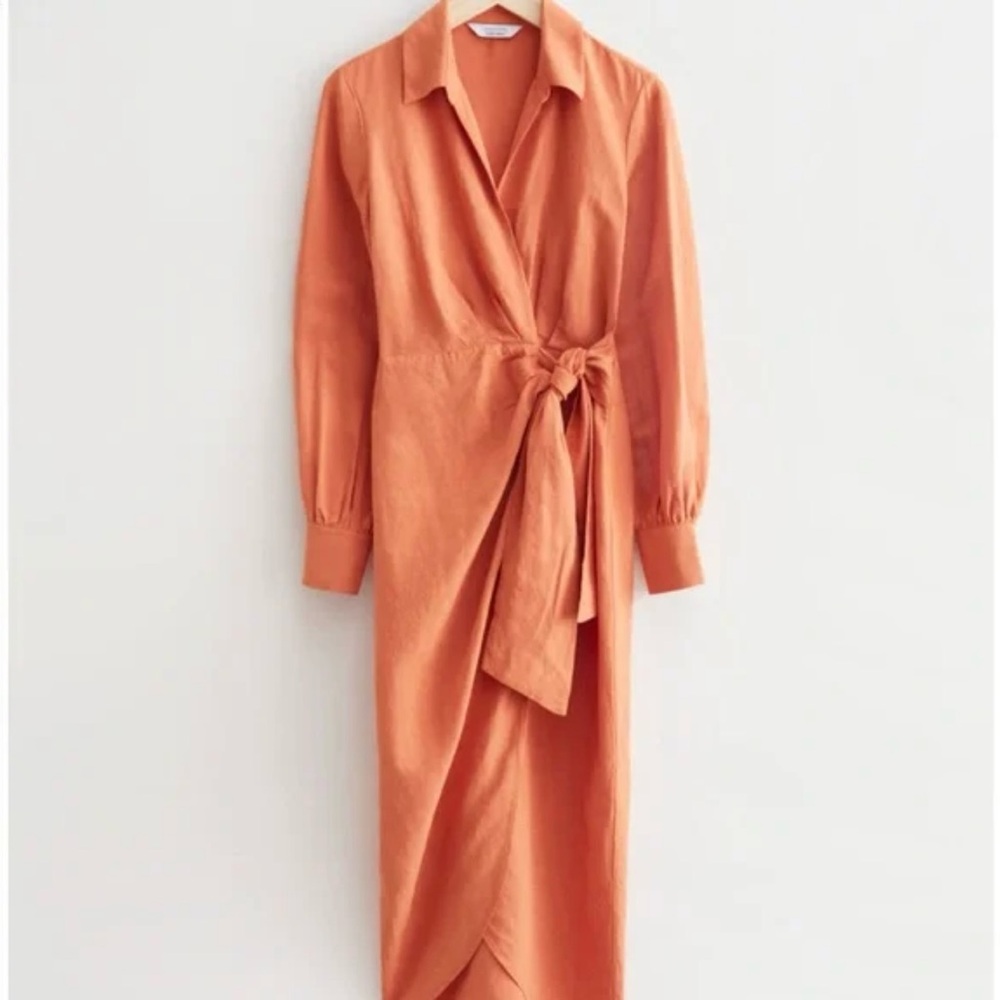 Elegant Orange Wrap Dress
